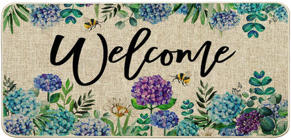 Baccessor Hydrangea doormat with front-porch floral design for welcome entry