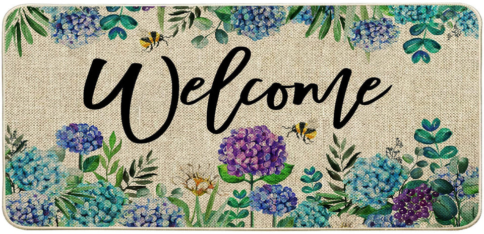 Baccessor Hydrangea doormat with front-porch floral design for welcome entry