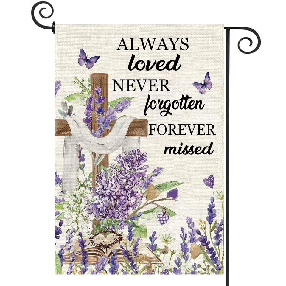 Baccessor lavender cross garden flag double sided burlap for curb appeal
