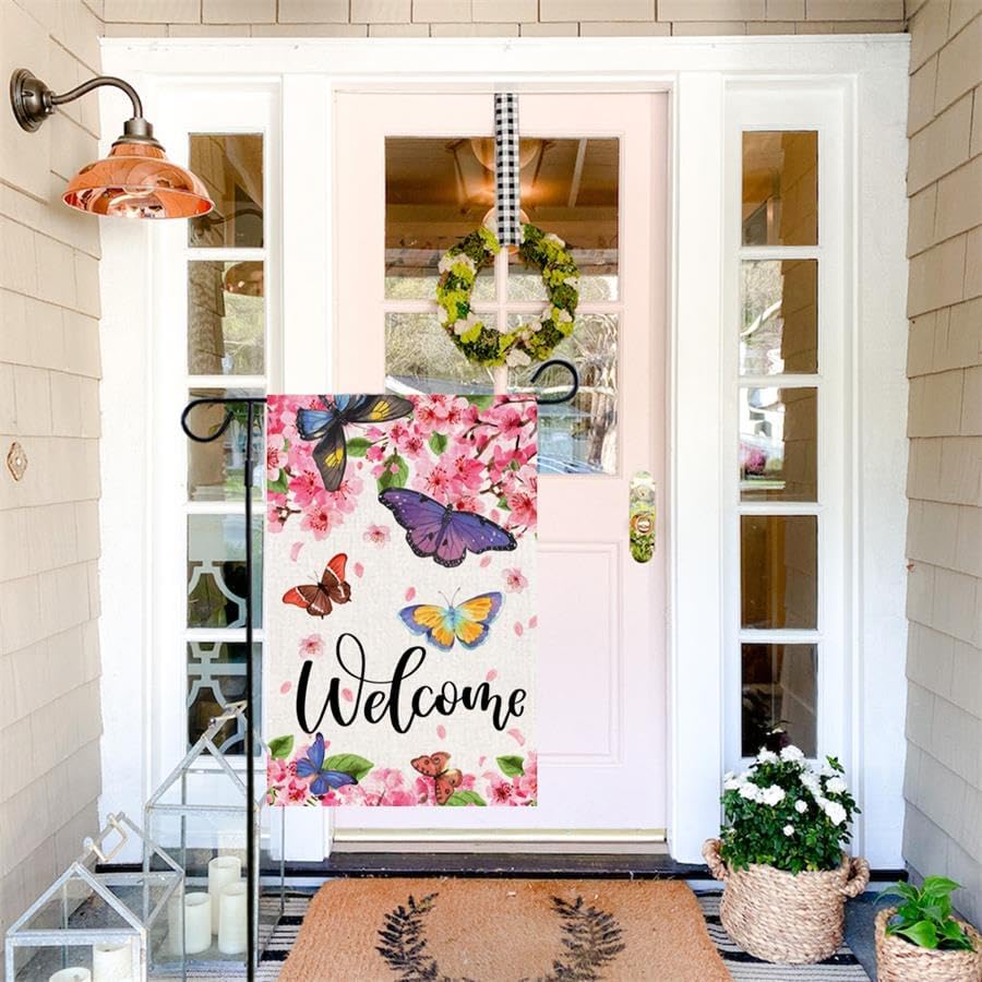 Baccessor SpringGarden burlap flag shows durable texture for seasonal use
