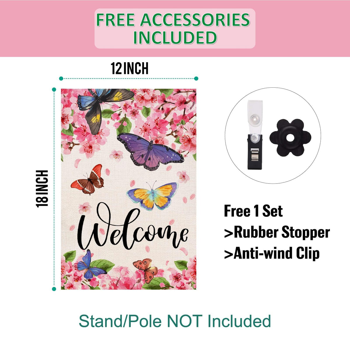 Baccessor SpringGarden flag features a double-sided design for visibility from both directions