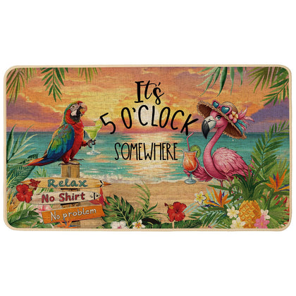 Baccessor summer doormat featuring flamingo-parrot welcomes guests and brightens entryways.