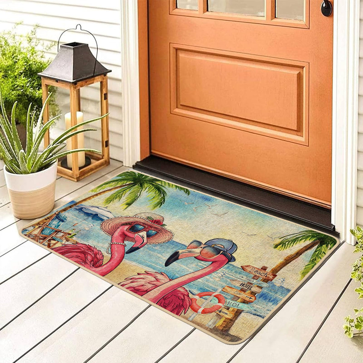 Baccessor doormat features non-slip rubber backing to prevent shifting on wet or dry floors.