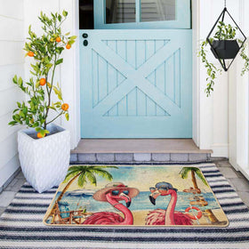 Baccessor burlap doormat surface traps dirt while non-slip backing keeps it in place.