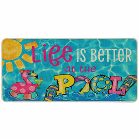 Baccessor summer pool doormat with flamingo design welcoming guests at the entry.