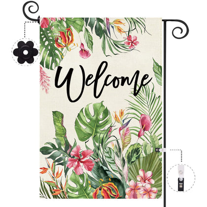 Baccessor Summer Tropical Garden Flag with banana palm design for vibrant curb appeal