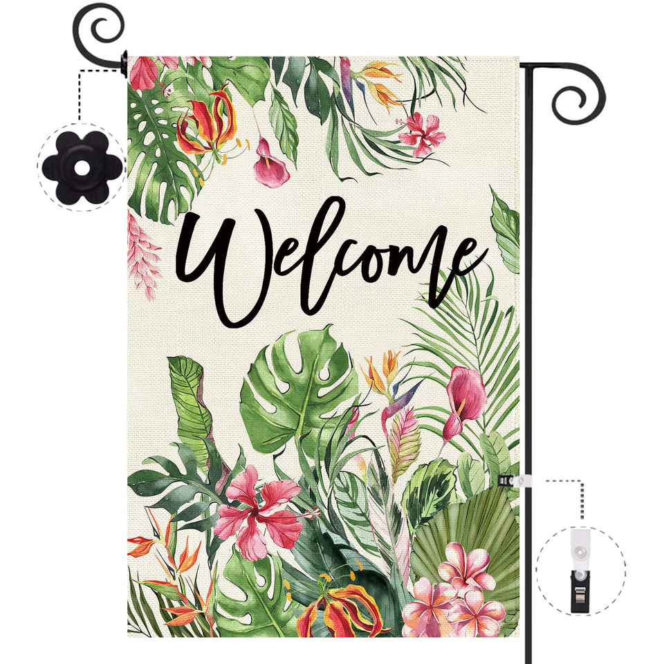 Baccessor Summer Tropical Garden Flag with banana palm design for vibrant curb appeal