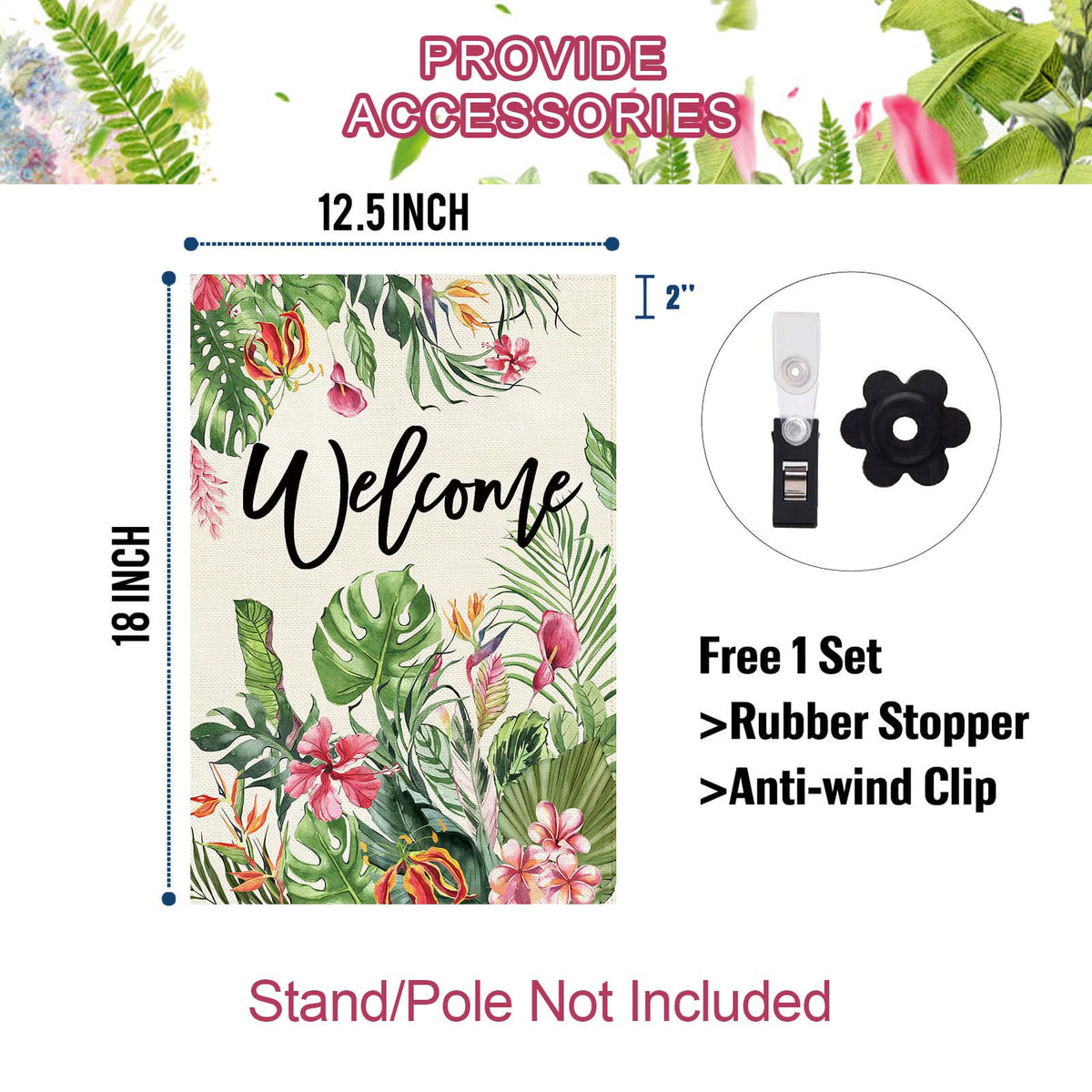 Easy top-sleeve installation on standard flag poles or arbors for quick setup