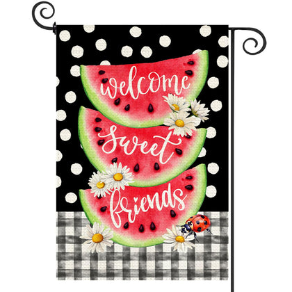 Baccessor Summer Watermelon Garden Flag double-sided print for visibility from every angle.