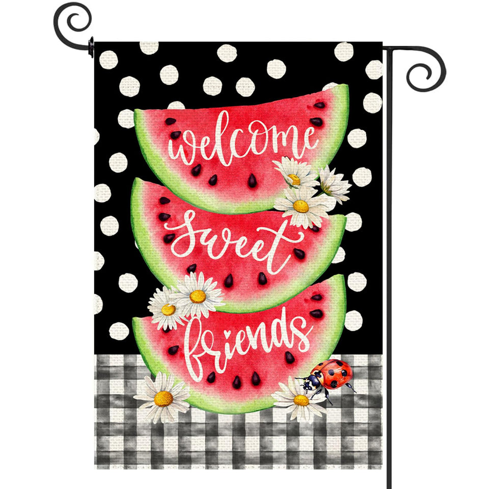 Baccessor Summer Watermelon Garden Flag double-sided print for visibility from every angle.
