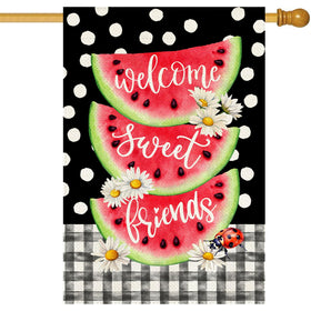 Baccessor Summer Watermelon House Flag double-sided, ideal for welcoming guests from any angle.