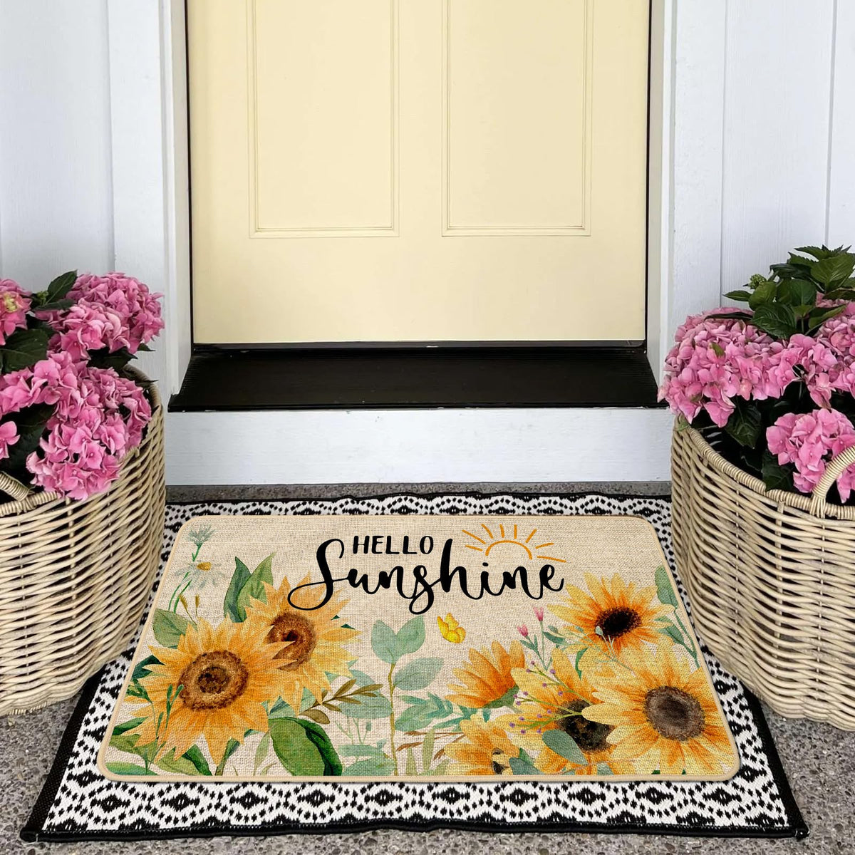 Baccessor sunflower doormat burlap surface traps dirt and moisture before entering