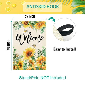 Baccessor sunflower flag weatherproof fabric stands up outdoors.