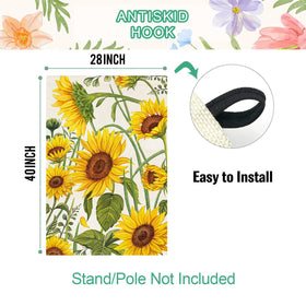 Baccessor sunflower and green leaf design brightens farmhouse outdoor space.