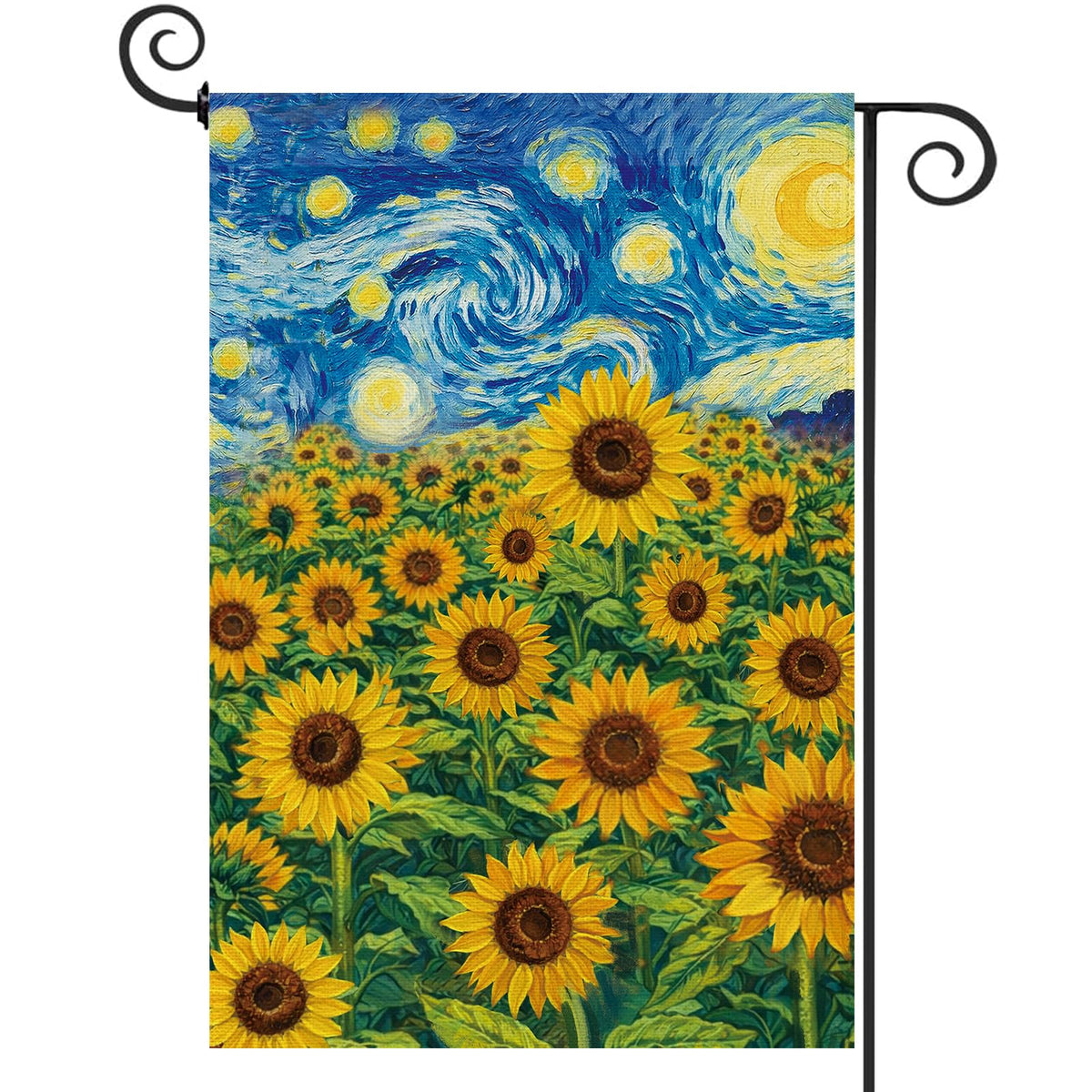 Baccessor sunflowers flag front view with bright two-sided print for outdoor display