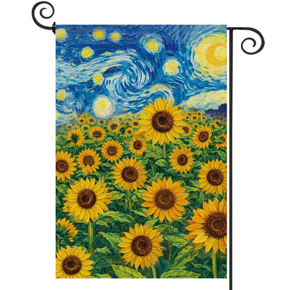 Baccessor sunflowers flag front view with bright two-sided print for outdoor display