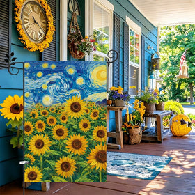 Baccessor sunflowers flag sleeve top detail enabling easy flag pole mounting