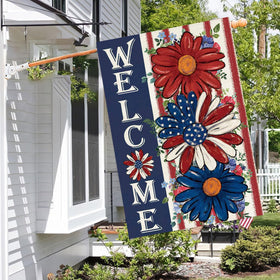 Baccessor USA independence day flag with daisy design for garden decor.