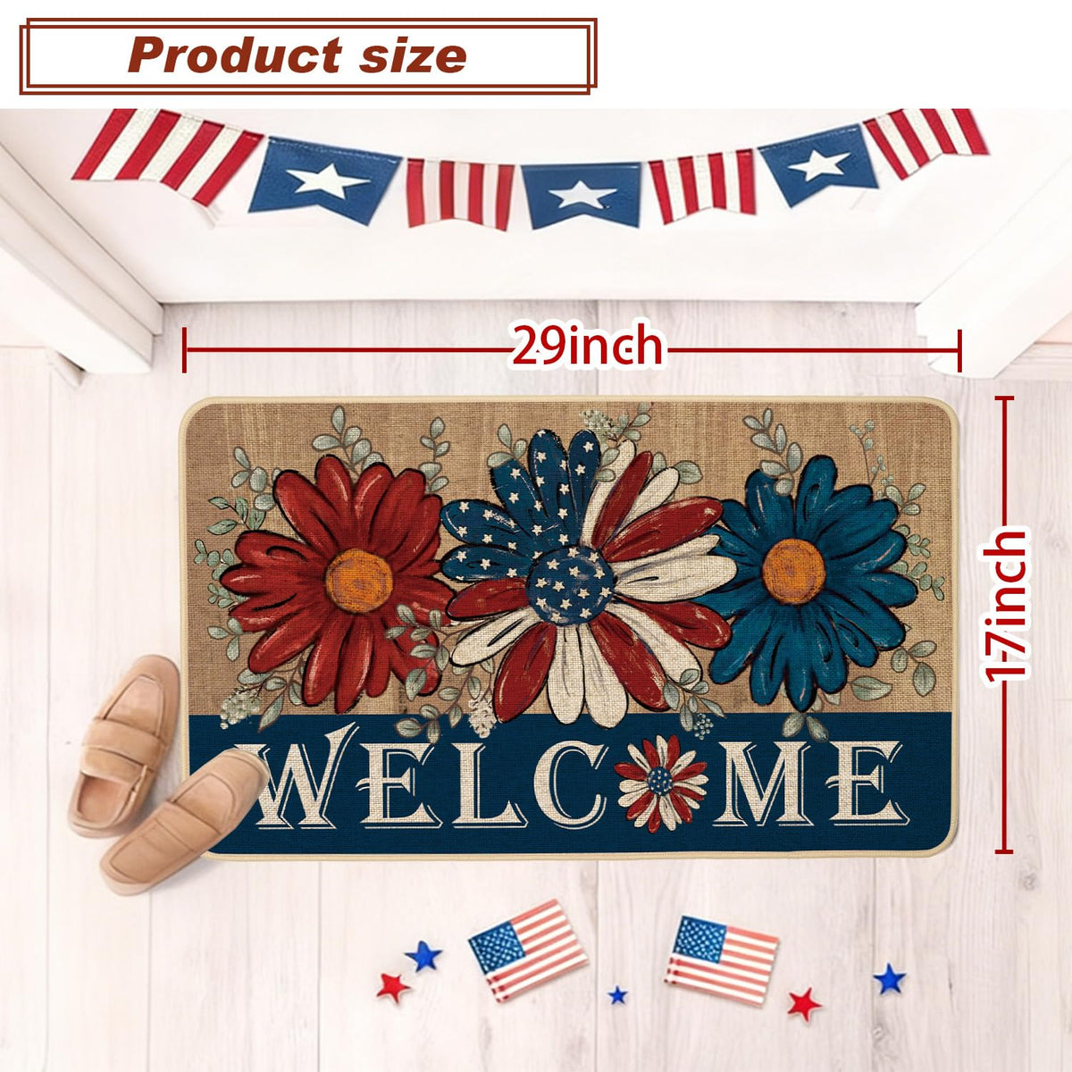 Baccessor Washable daisy mat simplifies cleaning after outdoor use.