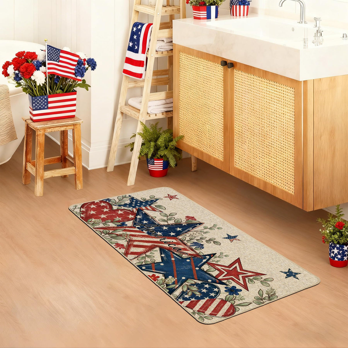 Baccessor washable patriotic mat easy to clean and reuse.