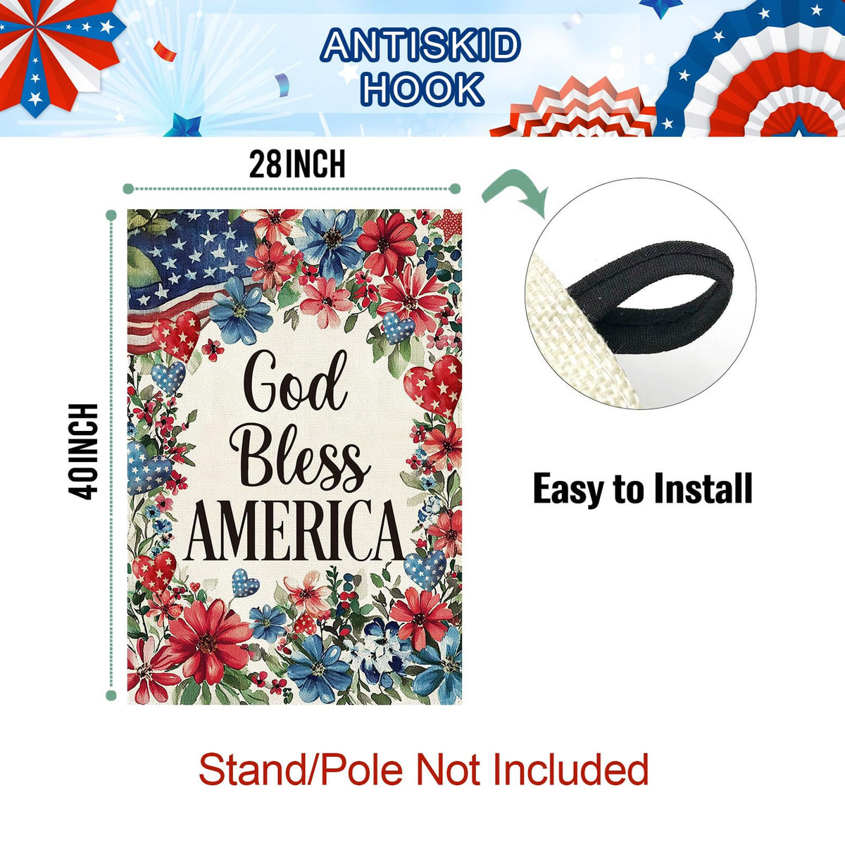 Baccessor burlap flag 28x40 weatherproof for windy, wet weather.