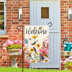 Baccessor weatherproof garden flag withstands wind and rain for lasting curbside decor.