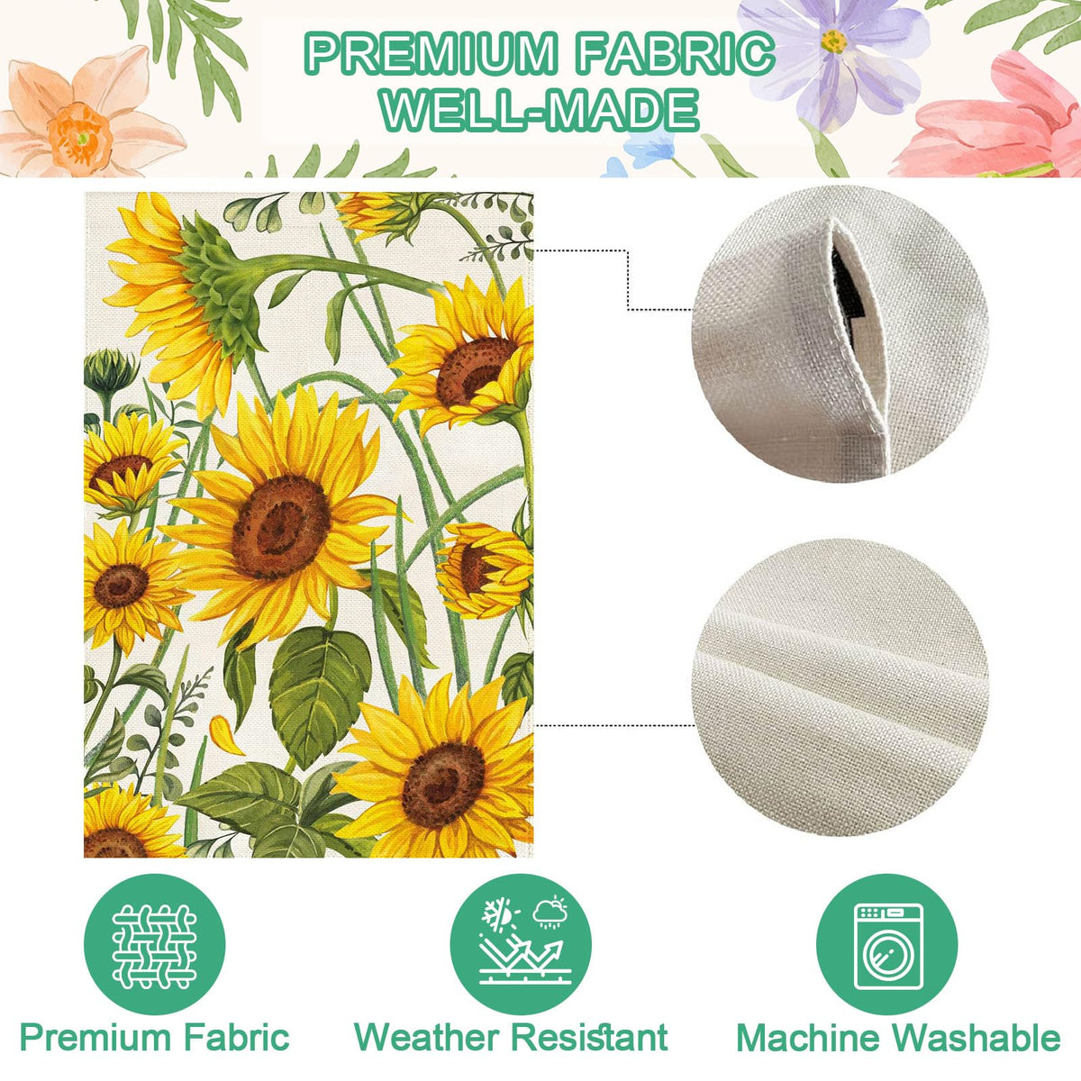 Baccessor garden flag weatherproof construction withstands wind rain and snow.