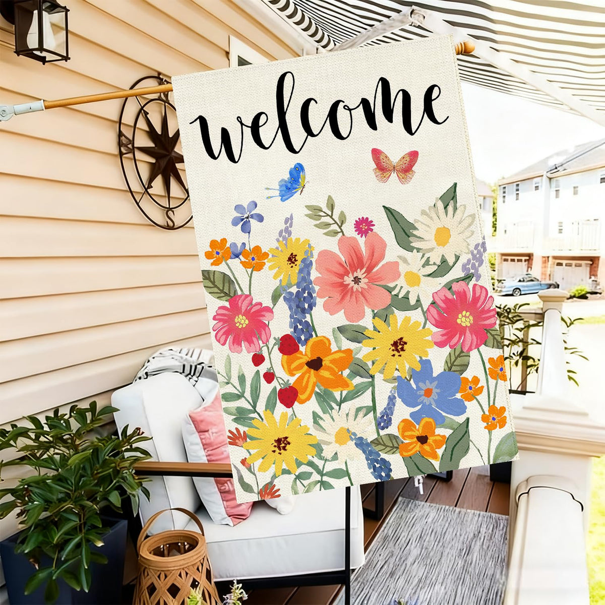 Baccessor welcome flag 28x40 spring-summer design for celebrations