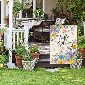 Baccessor welcome spring flag with floral print brightens mailboxes and decks.