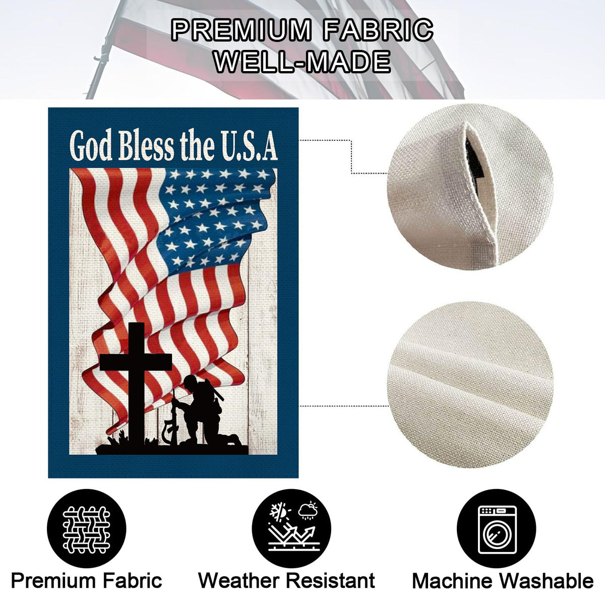 Baccessor yard flag enhances curb appeal with vibrant patriotic colors.