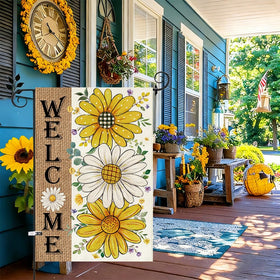 Baccessor yellow daisy sunflower floral design enhances porch décor