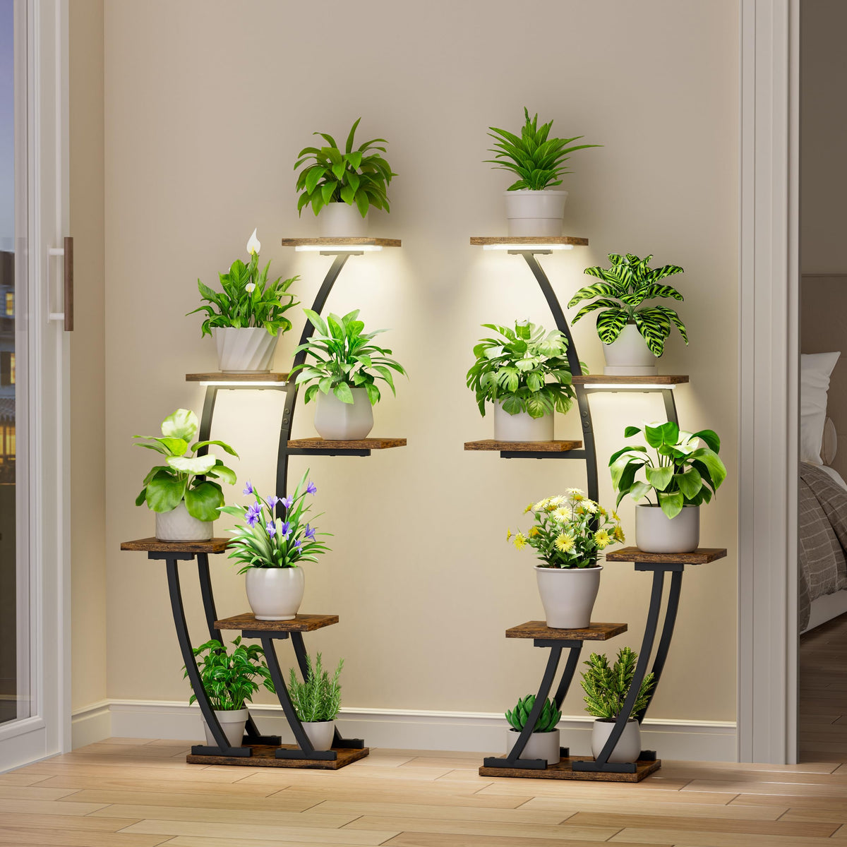 BACEKOLL corner 6-tier plant shelf fits multiple pots in tight spaces