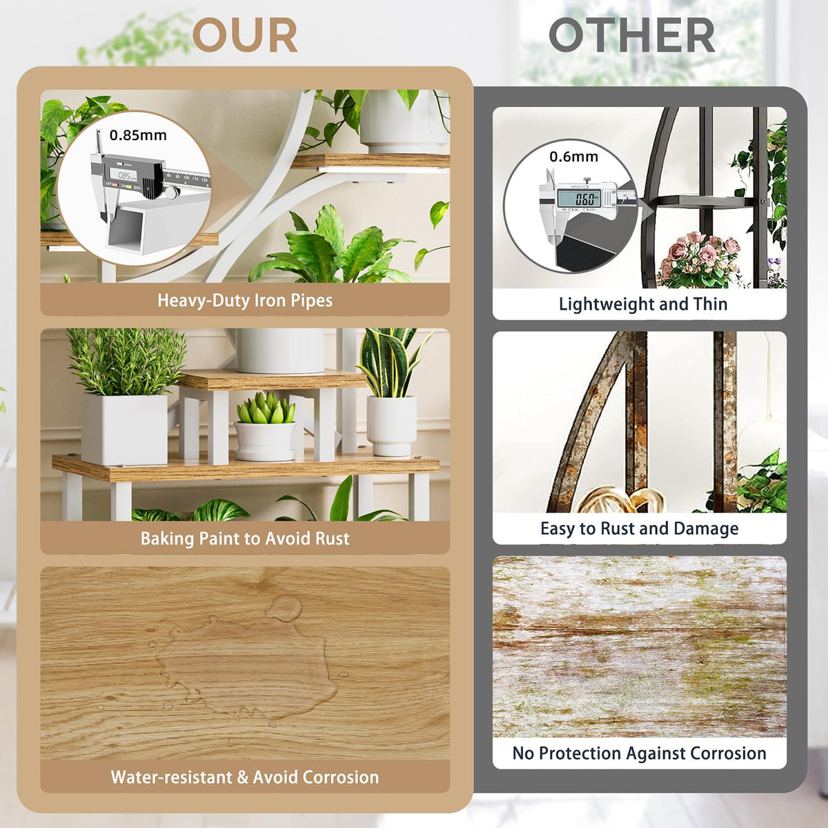 BACEKOLL durable iron frame with rust-resistant baking paint finish