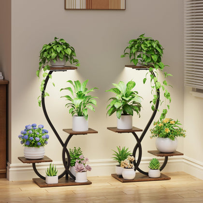 BACEKOLL grow-light plant stand with four tiers brightens an indoor corner.