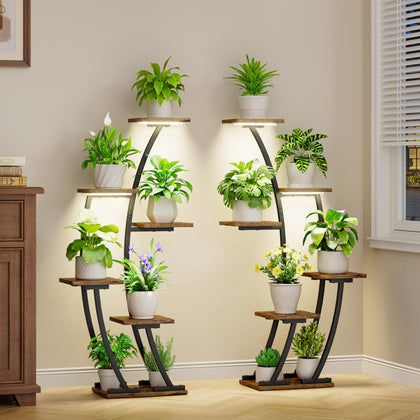 BACEKOLL half-moon plant stand with grow lights for indoor display