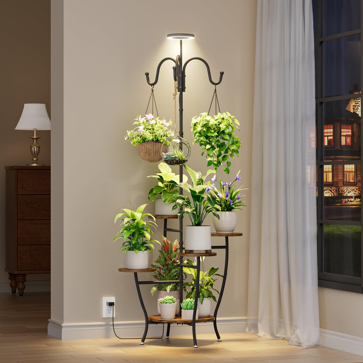 BACEKOLL 5-tier corner shelves design highlights vertical display space