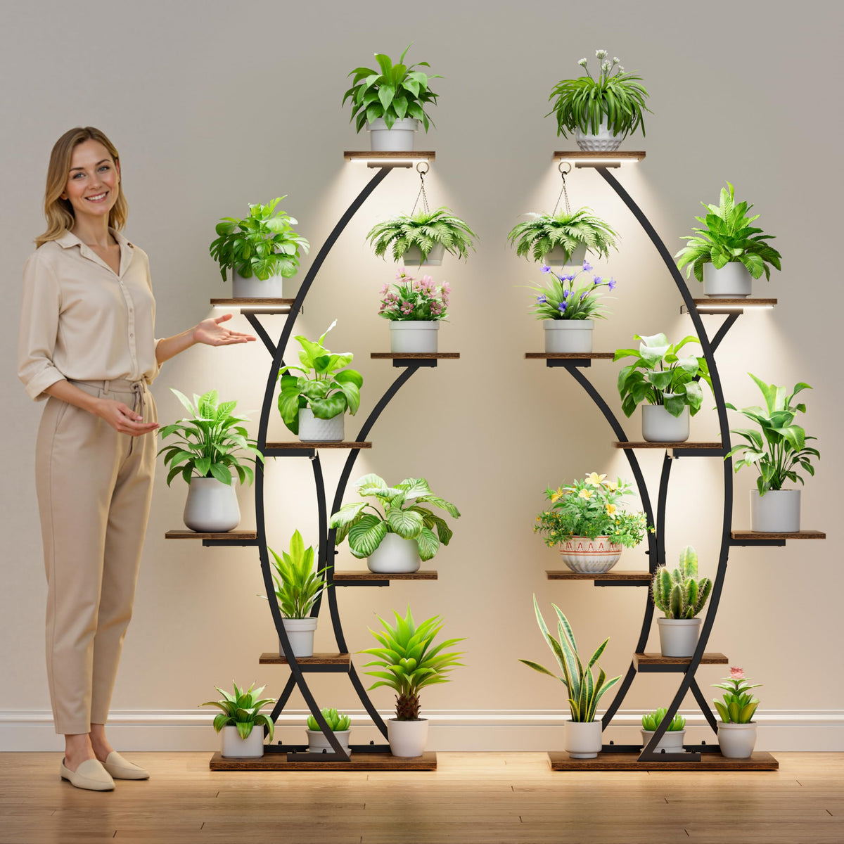BACEKOLL 8-tier curved shelf neatly organizes plants