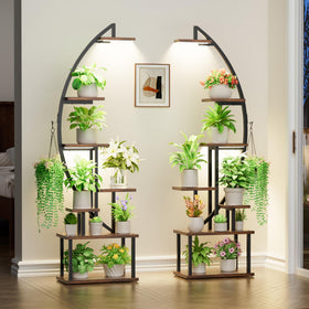 BACEKOLL plant stand with grow light illuminating indoor foliage