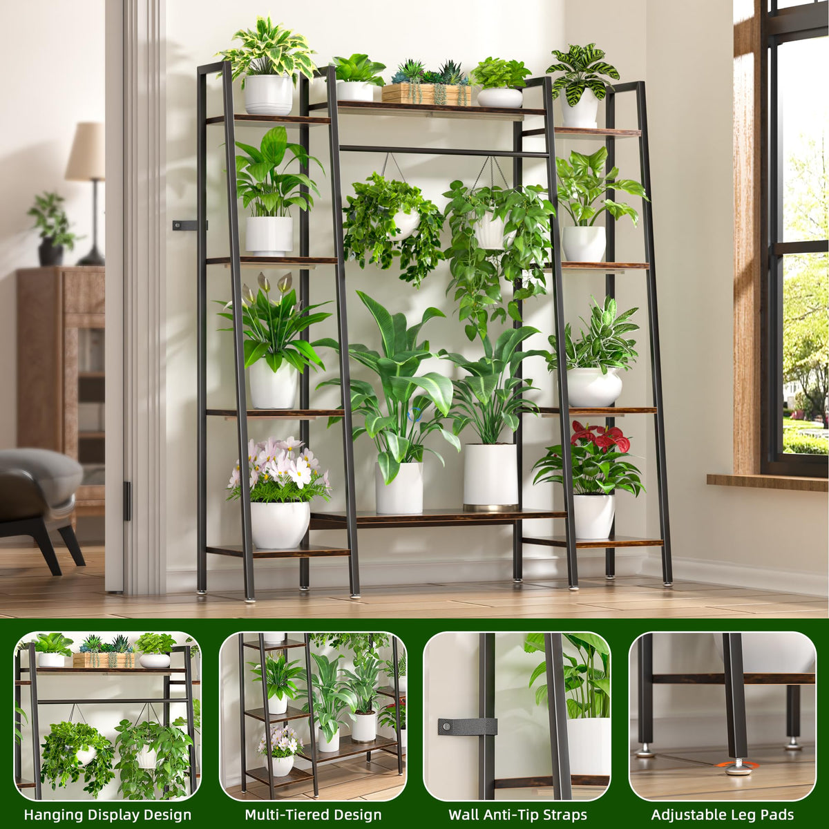 BACEKOLL plant stand hanging area expands display versatility