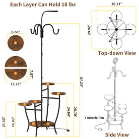 Corner placement demonstrates space-saving design and plant display