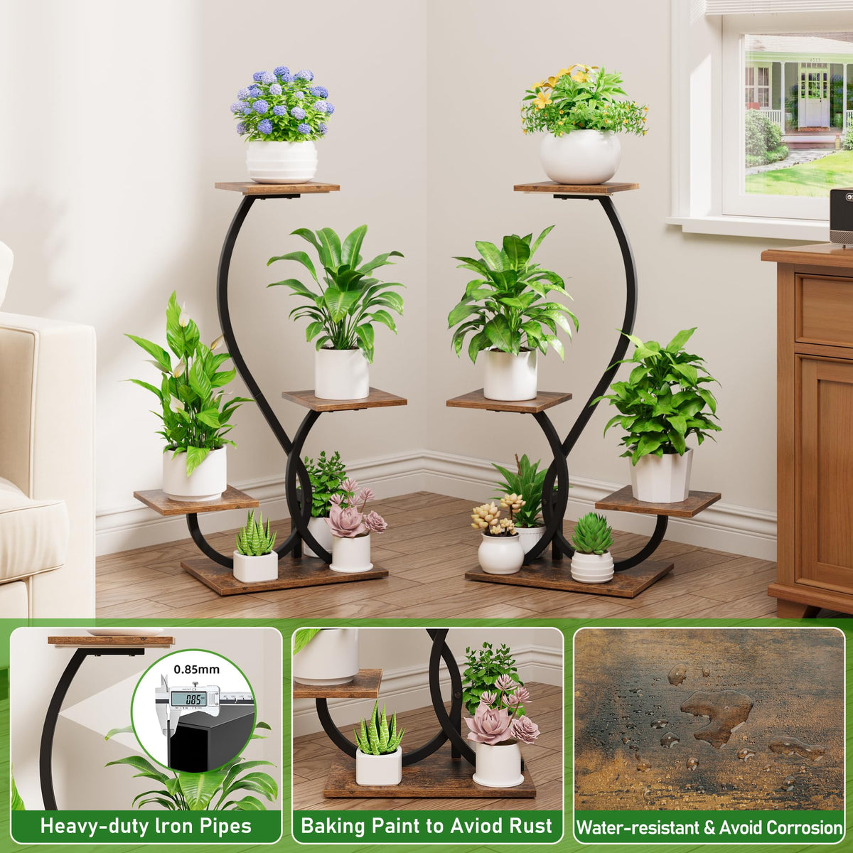 BACEKOLL water-resistant shelves resist warping for long-lasting use.