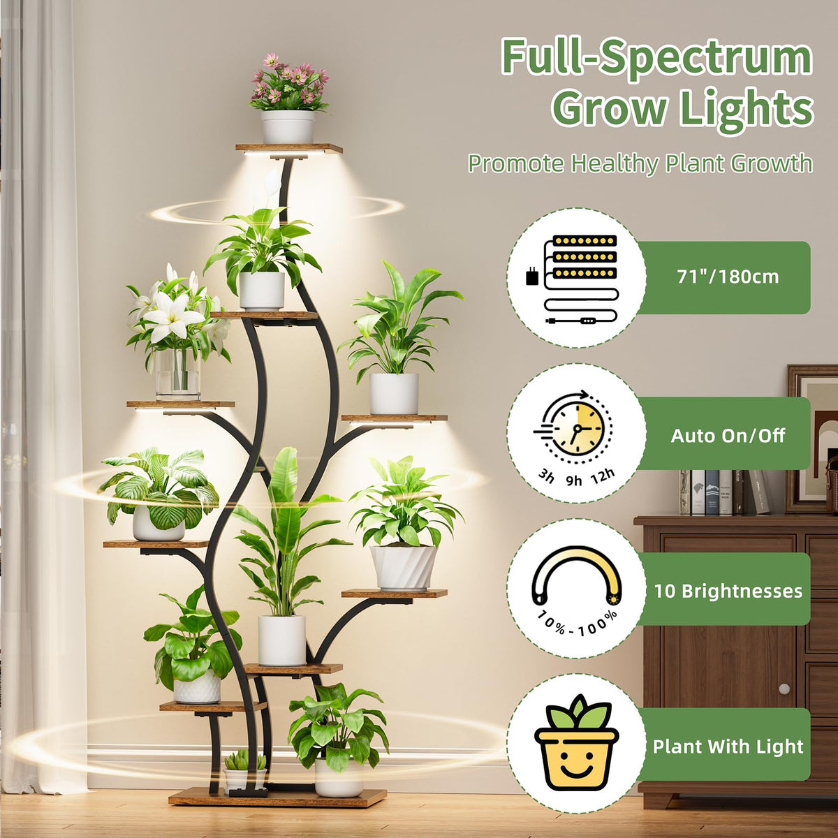 BACEKOLL nine-tier corner plant stand maximizes space while organizing greenery.