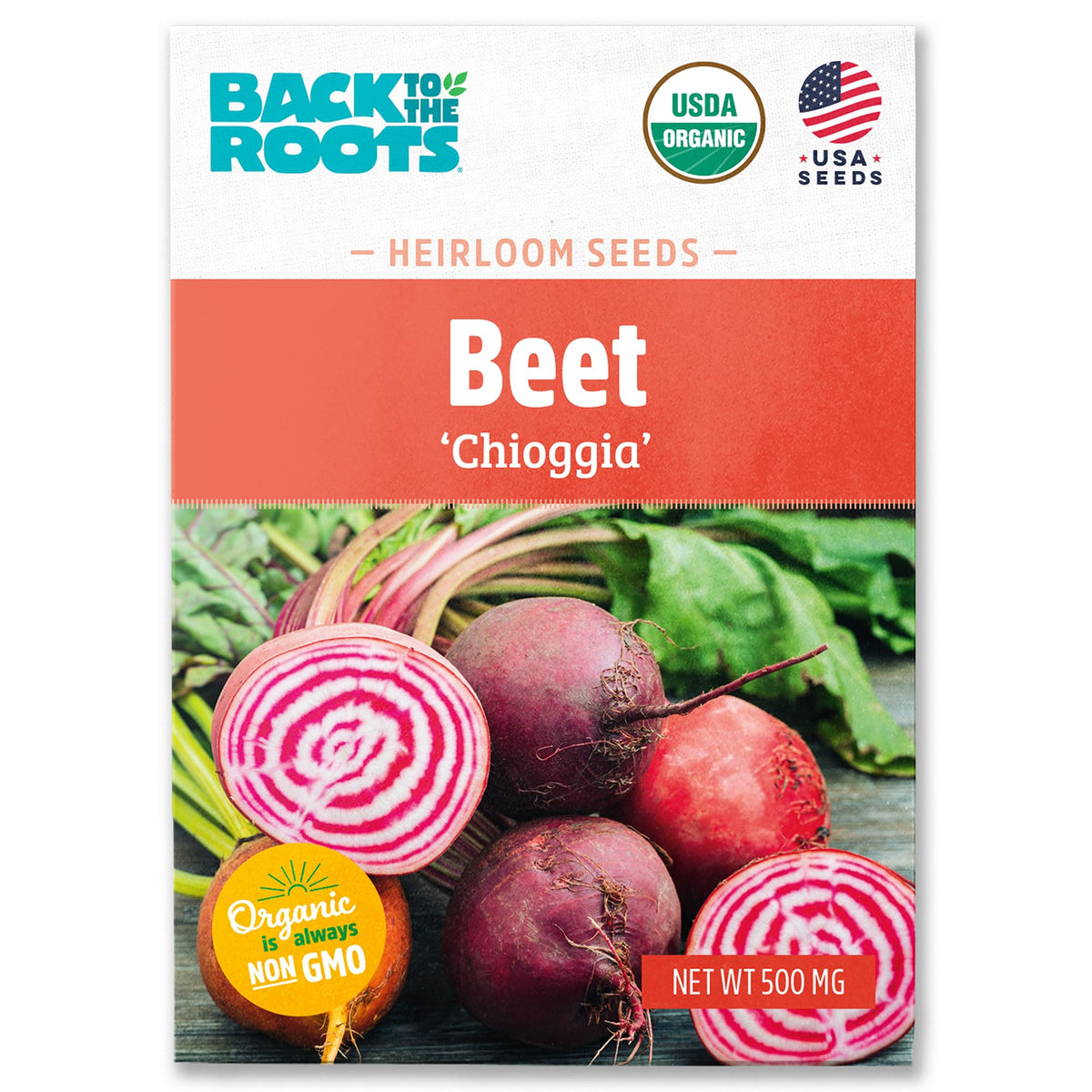Back to the Roots Beets Chioggia seed packet ready for organic home gardens