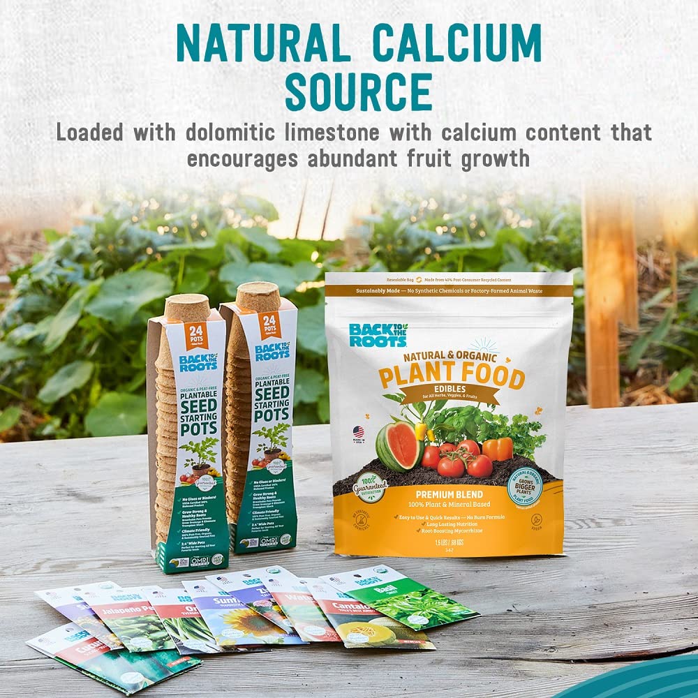 Back to the Roots Edibles Plant Food kelp and alfalfa mix for lasting nutrition.