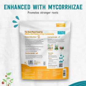 Back to the Roots Edibles Plant Food root growth illustration highlights stronger roots.