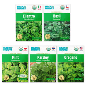 Back to the Roots organic herb seeds variety 5-pack seed packets ready for planting indoors and outdoors