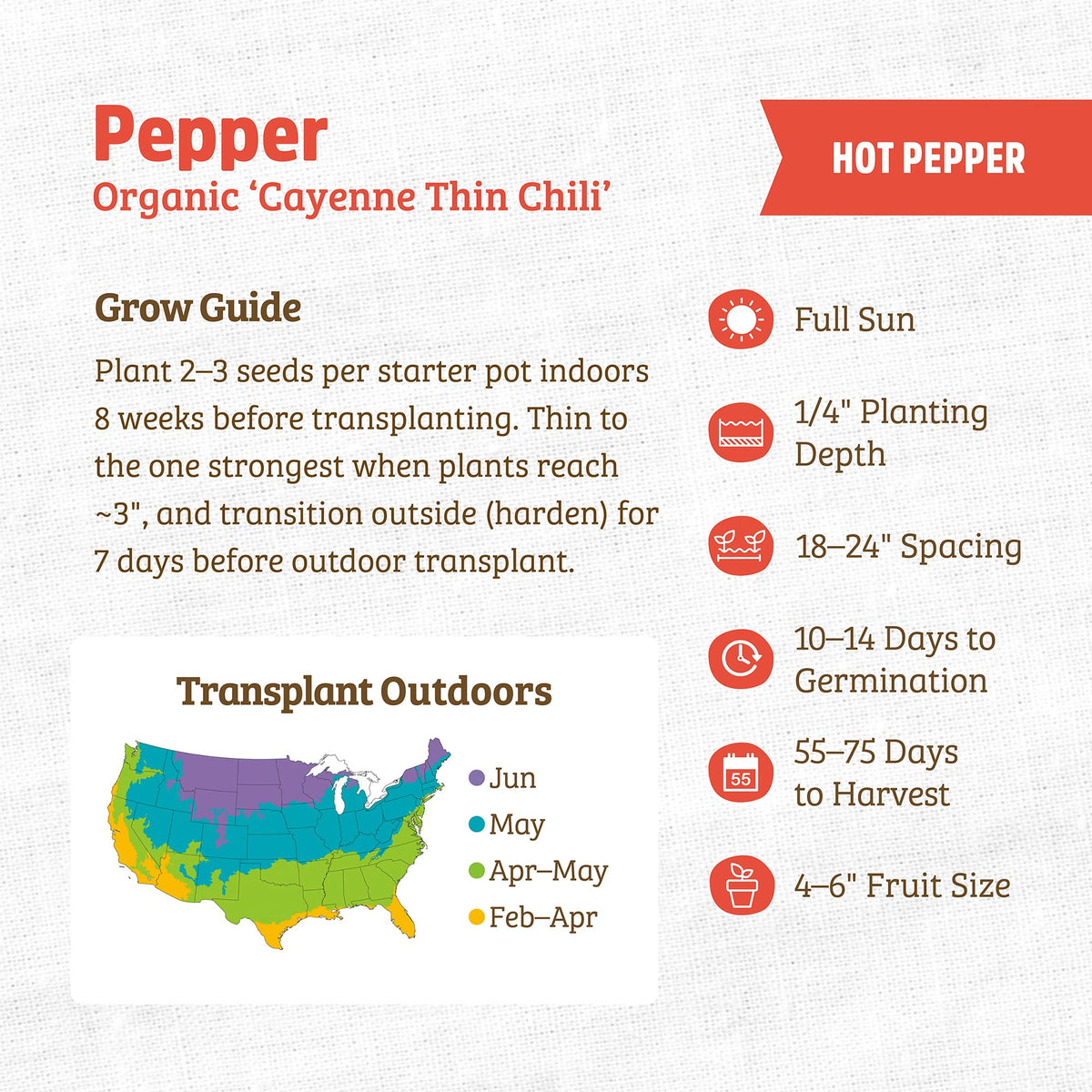Back to the Roots pollinator-friendly Cayenne Thin seeds for healthy garden ecology.