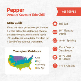 Back to the Roots pollinator-friendly Cayenne Thin seeds for healthy garden ecology.