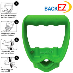 BackEZ grip-position-adjustment lets you customize comfort for your height.