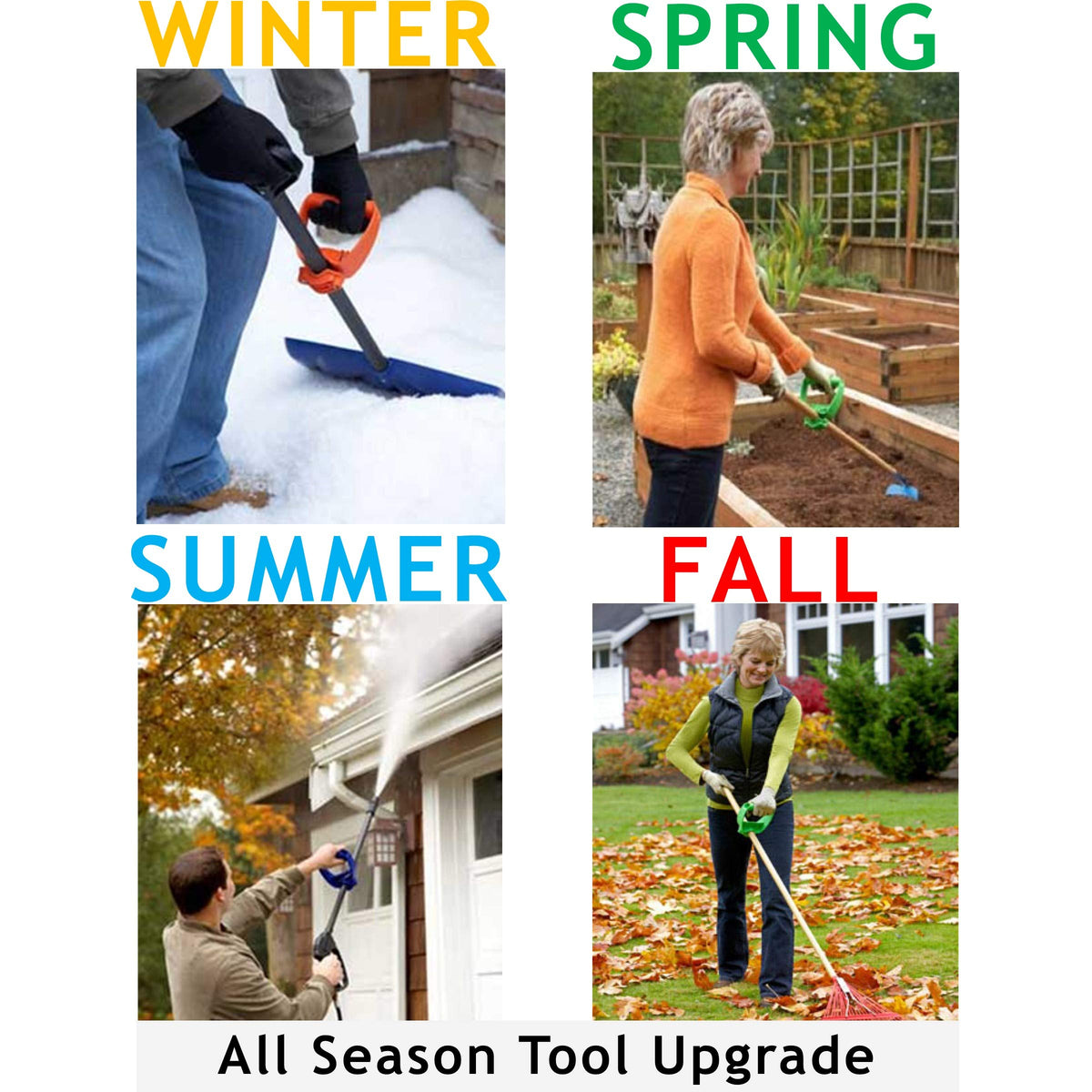 BackEZ universal-fit handle on a shovel supports upright posture during digging tasks.